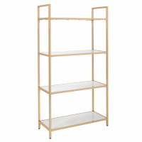 OSP Home Furnishings ALS27-WH Alios Bookcase in White Gloss finish with Gold Chrome Plated Base